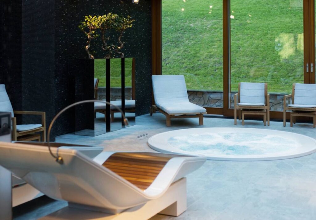 Spa center with hot tub